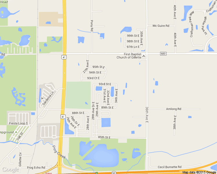 map of restaurants, bars, coffee shops, grocery stores, and more near 3110 92nd Street Court East in Palmetto