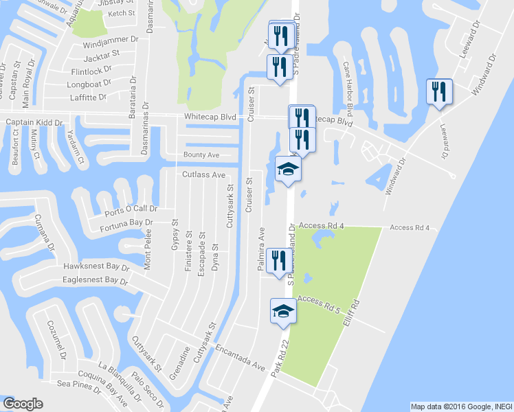 map of restaurants, bars, coffee shops, grocery stores, and more near 15441 Palmira Avenue in Corpus Christi