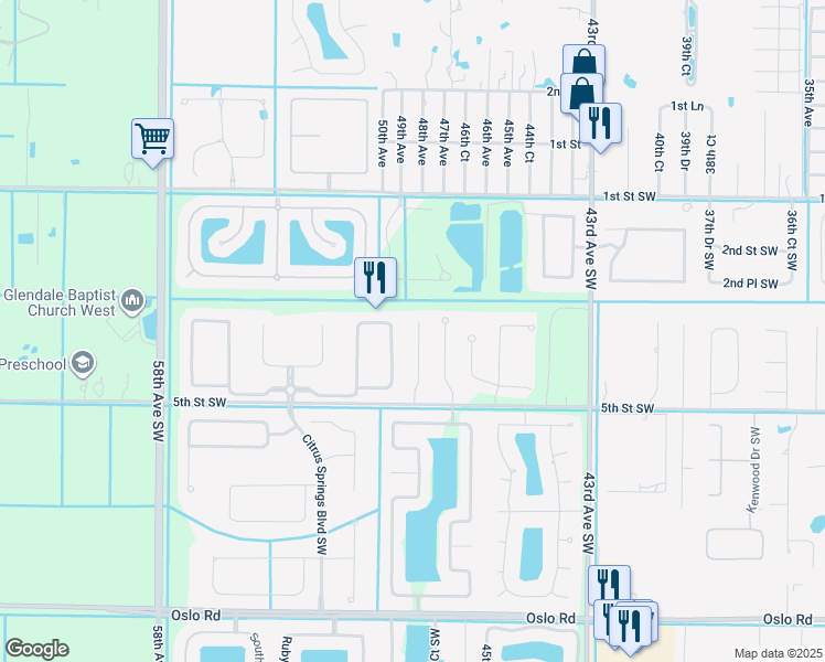 map of restaurants, bars, coffee shops, grocery stores, and more near 425 Greystone Court Southwest in Vero Beach