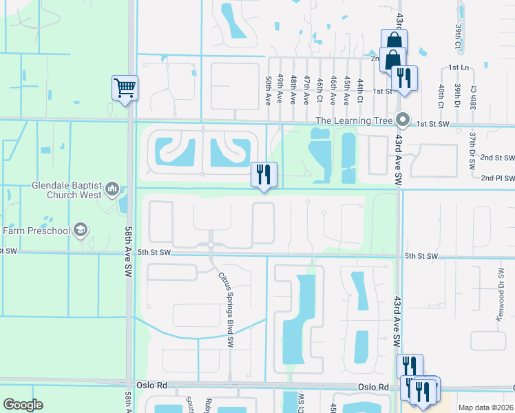 map of restaurants, bars, coffee shops, grocery stores, and more near 416 North Key Lime Square Southwest in Vero Beach