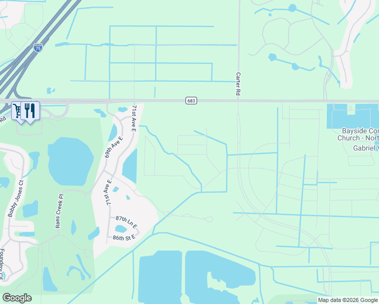 map of restaurants, bars, coffee shops, grocery stores, and more near 7205 Moccasin Wallow Road in Palmetto
