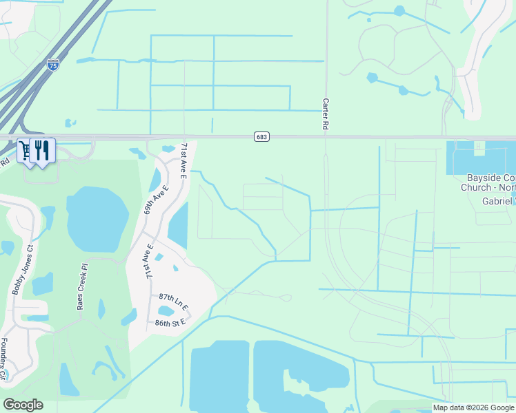 map of restaurants, bars, coffee shops, grocery stores, and more near 7205 Moccasin Wallow Road in Palmetto