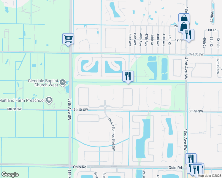 map of restaurants, bars, coffee shops, grocery stores, and more near 365 East Temple Court Southwest in Vero Beach