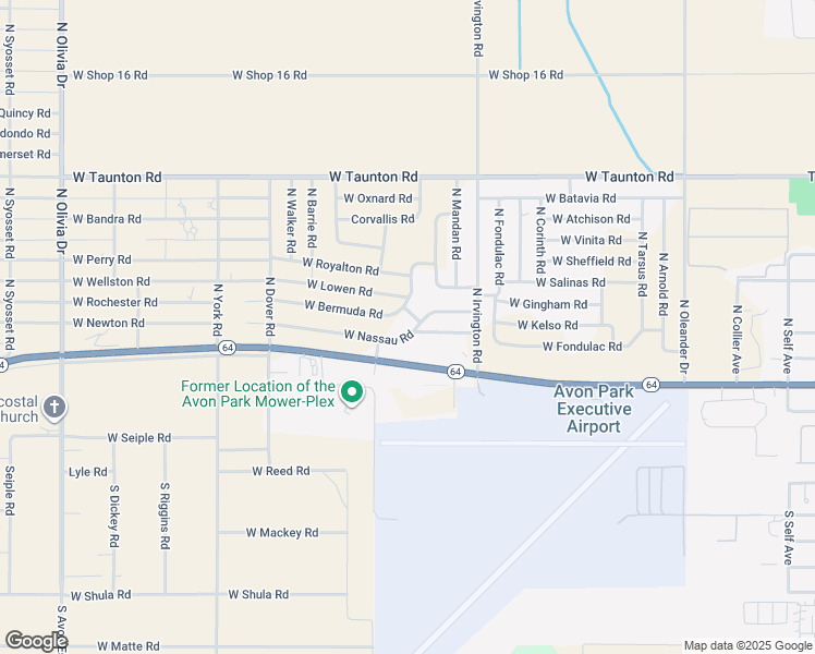 map of restaurants, bars, coffee shops, grocery stores, and more near 2057 West Nassau Road in Avon Park