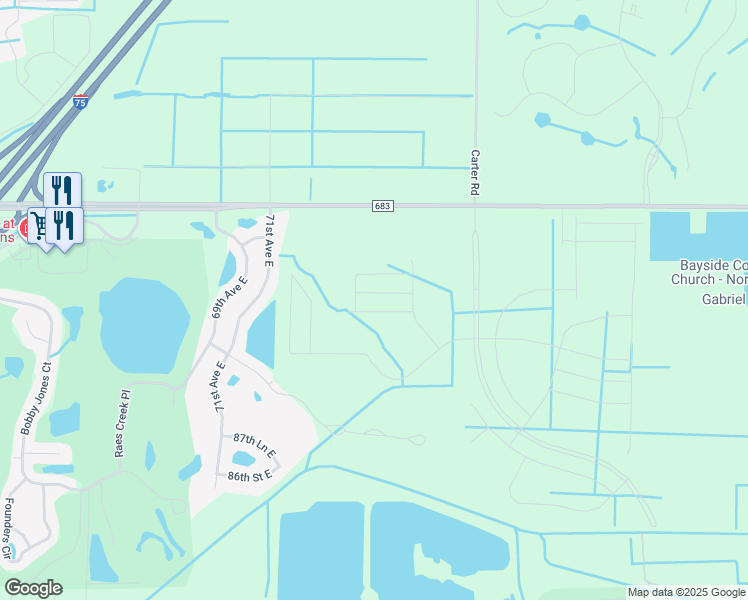 map of restaurants, bars, coffee shops, grocery stores, and more near 7205 Moccasin Wallow Road in Palmetto