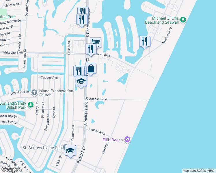 map of restaurants, bars, coffee shops, grocery stores, and more near 14530 Corinth Drive in Corpus Christi