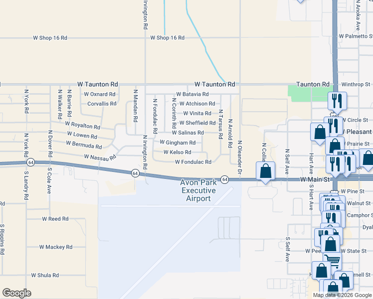 map of restaurants, bars, coffee shops, grocery stores, and more near 1700 West Gingham Road in Avon Park