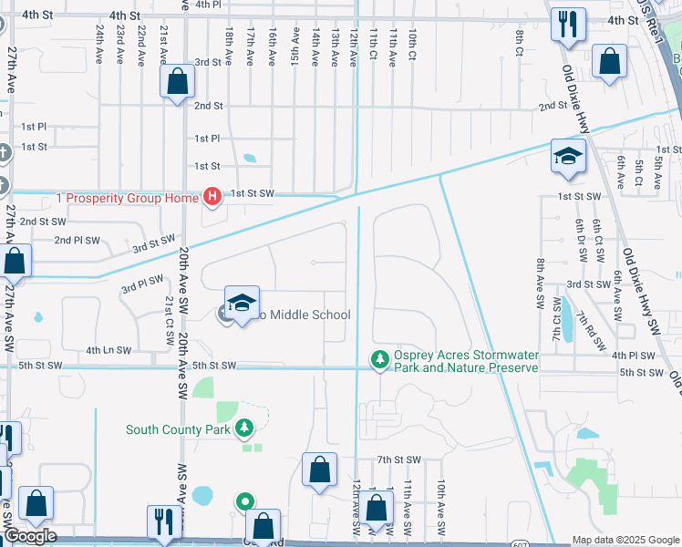 map of restaurants, bars, coffee shops, grocery stores, and more near 1265 Lexington Manor Southwest in Vero Beach