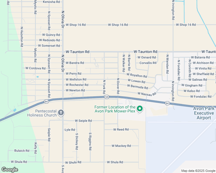 map of restaurants, bars, coffee shops, grocery stores, and more near 52 North York Road in Avon Park