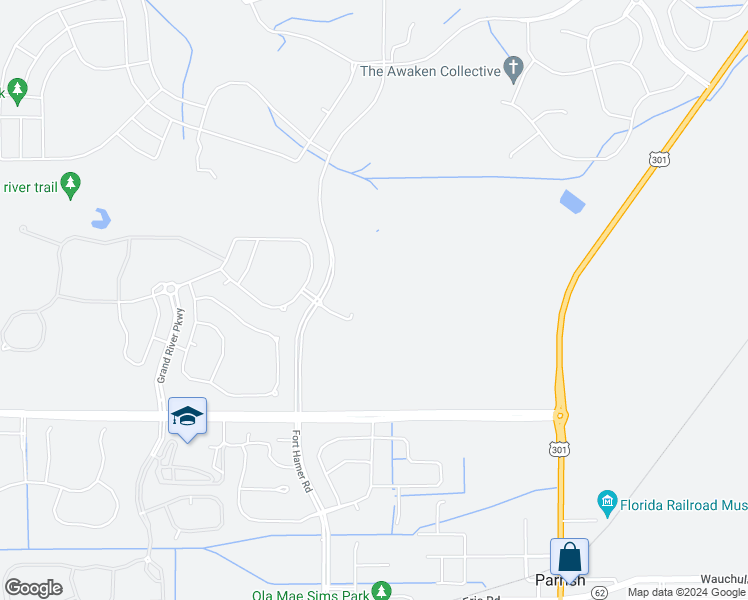 map of restaurants, bars, coffee shops, grocery stores, and more near 12420 Us Highway 301 North in Parrish