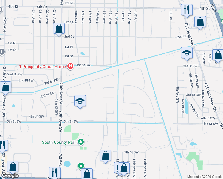 map of restaurants, bars, coffee shops, grocery stores, and more near 1265 Lexington Manor Southwest in Vero Beach