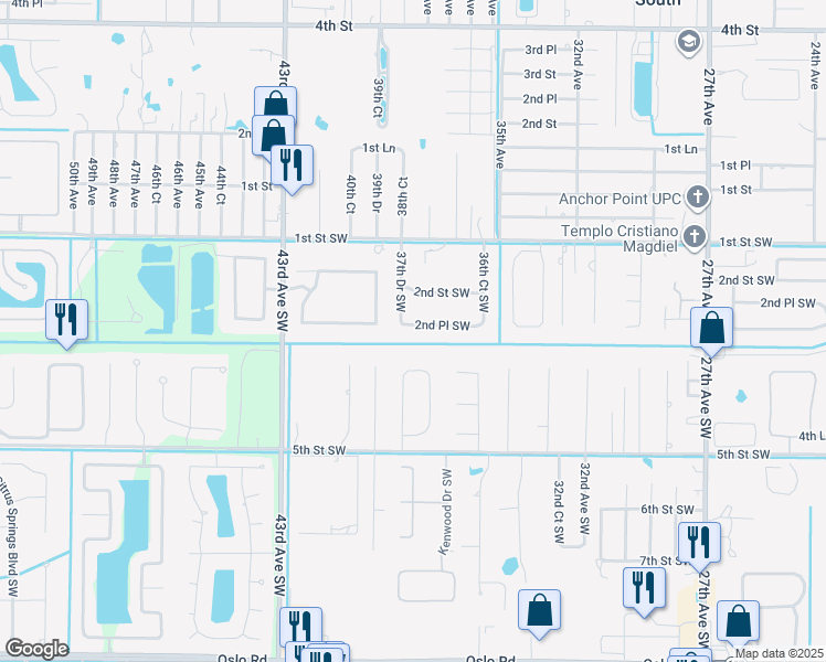 map of restaurants, bars, coffee shops, grocery stores, and more near 3673 37th Drive Southwest in Vero Beach