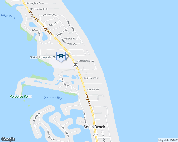 map of restaurants, bars, coffee shops, grocery stores, and more near 2047 Ocean Ridge Circle in Vero Beach