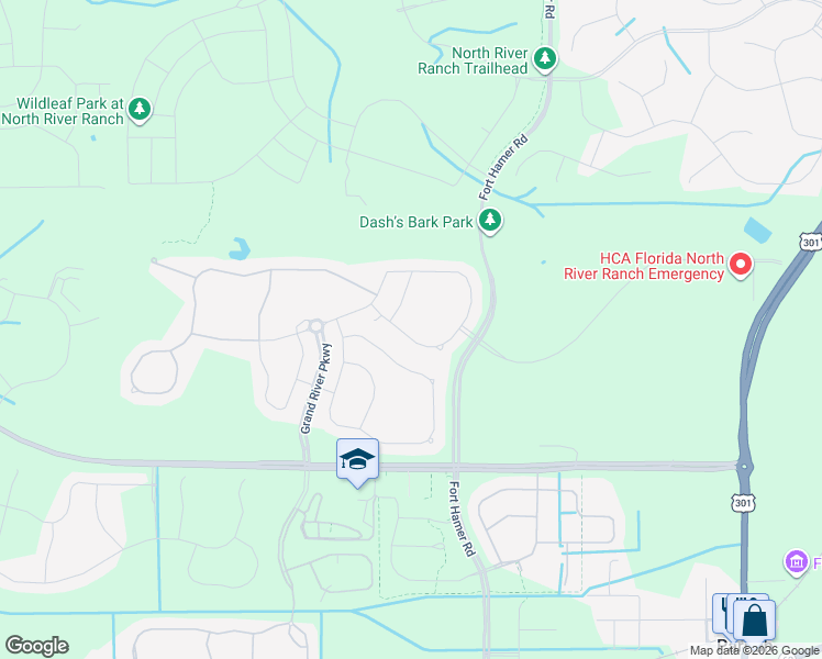 map of restaurants, bars, coffee shops, grocery stores, and more near 11829 Little River Way in Parrish