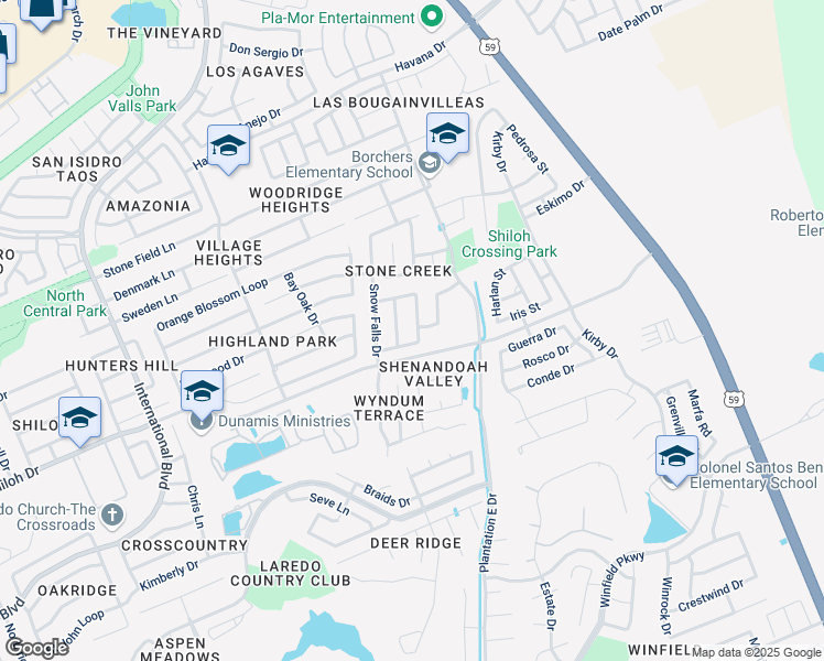 map of restaurants, bars, coffee shops, grocery stores, and more near 8980 Foggy Loop in Laredo