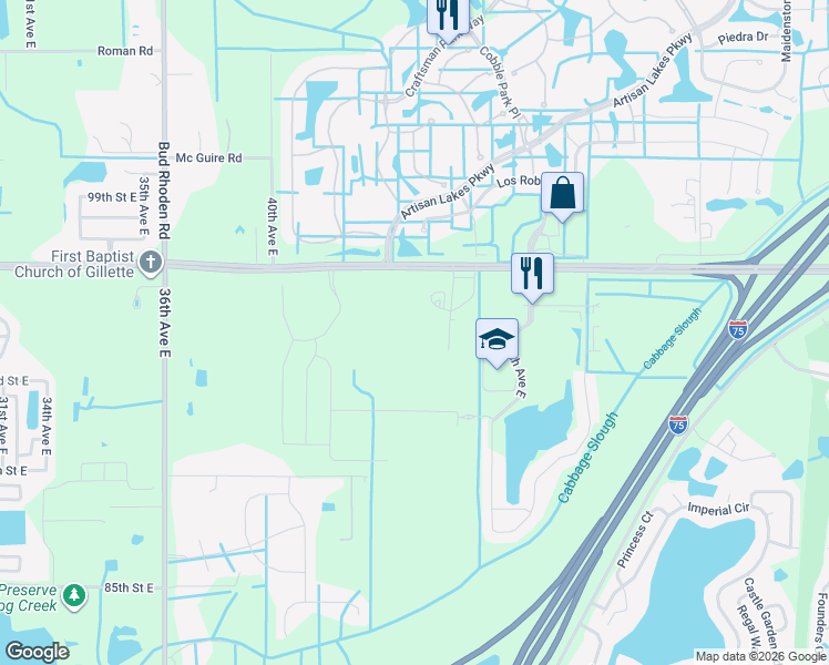 map of restaurants, bars, coffee shops, grocery stores, and more near 4211 Moccasin Wallow Road in Palmetto
