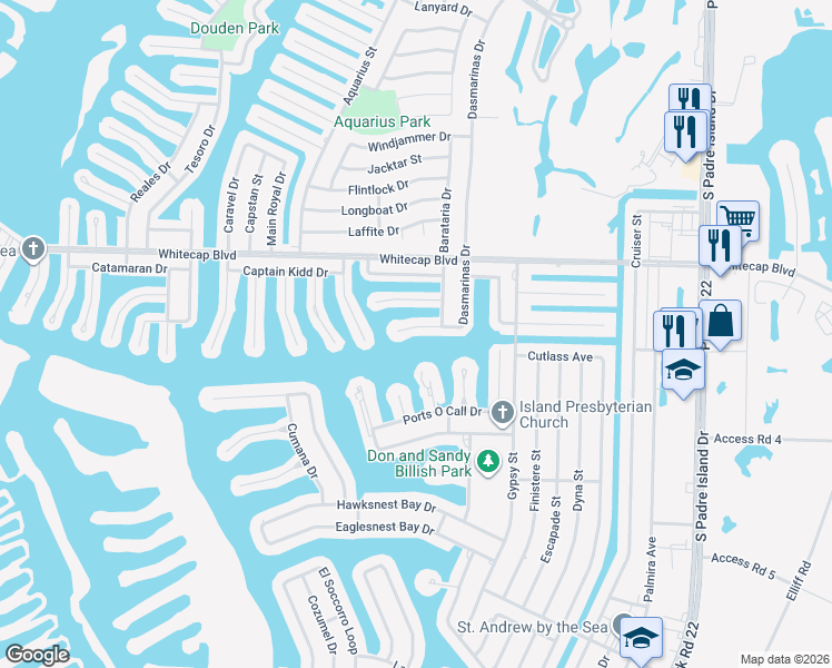 map of restaurants, bars, coffee shops, grocery stores, and more near 13934 Dasmarinas Drive in Corpus Christi