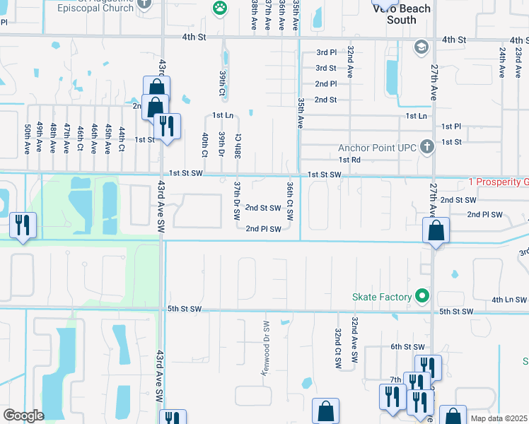 map of restaurants, bars, coffee shops, grocery stores, and more near 3641 2nd Street Southwest in Vero Beach