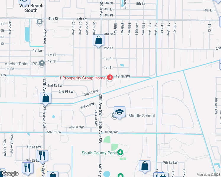 map of restaurants, bars, coffee shops, grocery stores, and more near 40 1st Court Southwest in Vero Beach