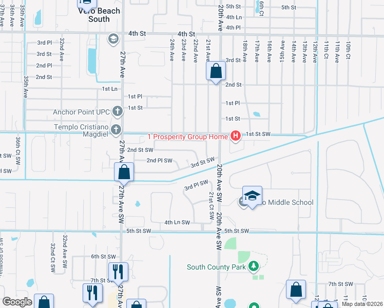 map of restaurants, bars, coffee shops, grocery stores, and more near 2194 2nd Street Southwest in Vero Beach
