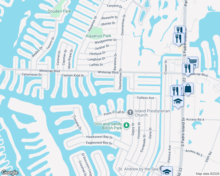 map of restaurants, bars, coffee shops, grocery stores, and more near 13934 Dasmarinas Drive in Corpus Christi