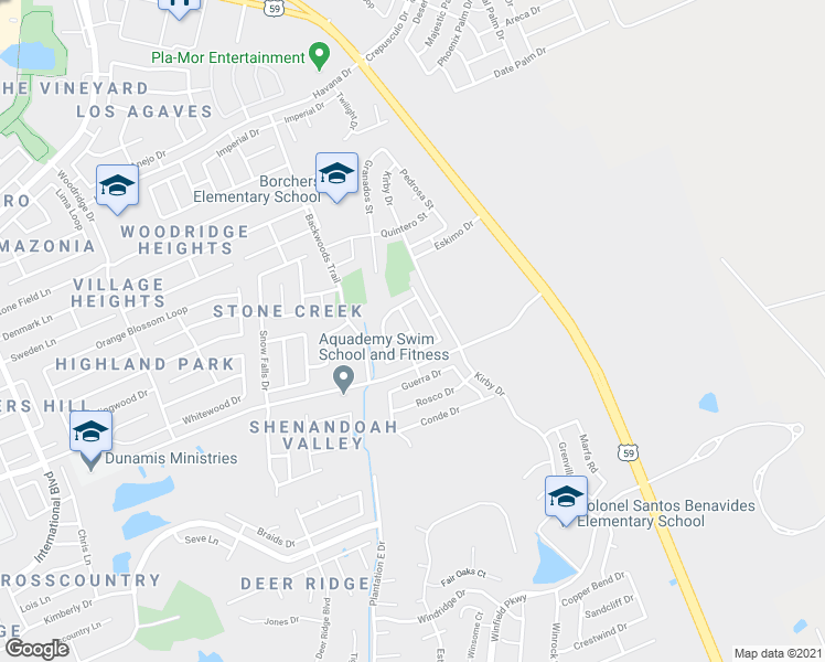 map of restaurants, bars, coffee shops, grocery stores, and more near 1107 Harcourt Street in Laredo