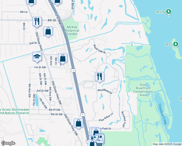 map of restaurants, bars, coffee shops, grocery stores, and more near 146 Vista Royale Boulevard in Vero Beach