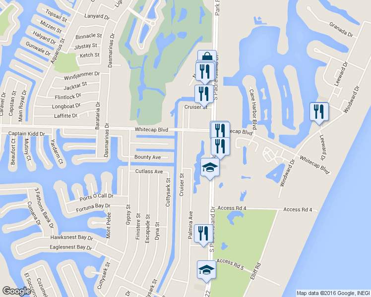 map of restaurants, bars, coffee shops, grocery stores, and more near 15358 Palmira Avenue in Corpus Christi