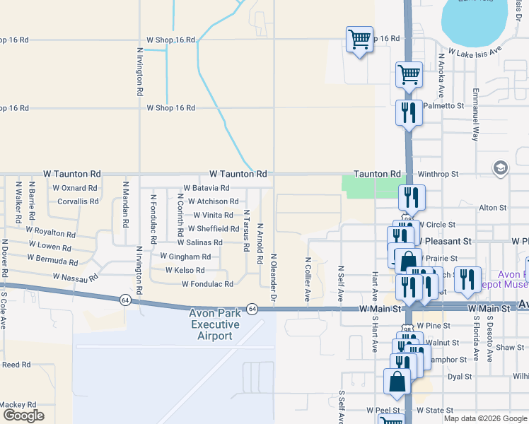 map of restaurants, bars, coffee shops, grocery stores, and more near 331-499 North Arnold Road in Avon Park