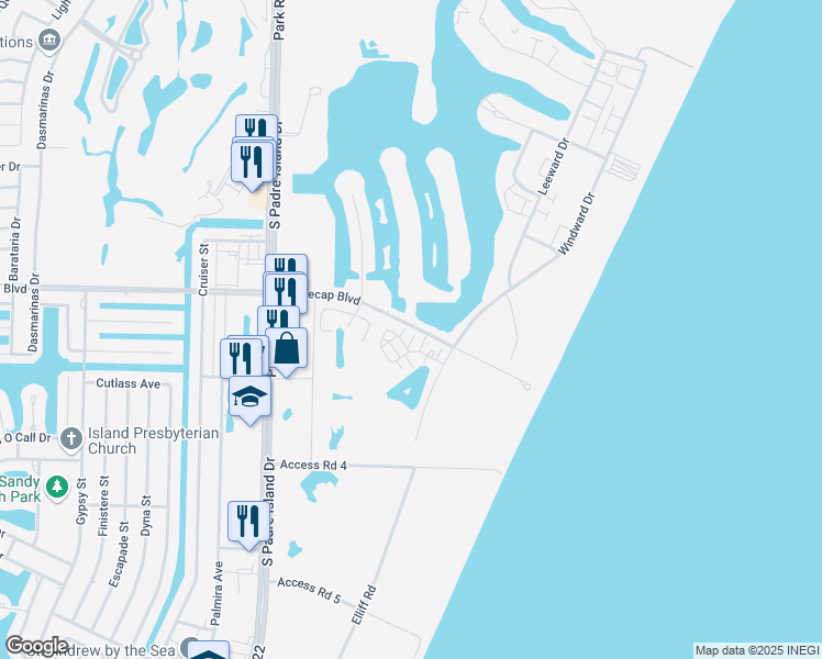 map of restaurants, bars, coffee shops, grocery stores, and more near 14638 Whitecap Boulevard in Corpus Christi