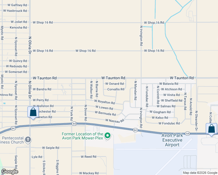 map of restaurants, bars, coffee shops, grocery stores, and more near 2055 Corvallis Road in Avon Park