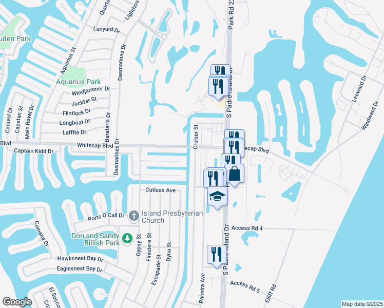 map of restaurants, bars, coffee shops, grocery stores, and more near 14157 Whitecap Boulevard in Corpus Christi