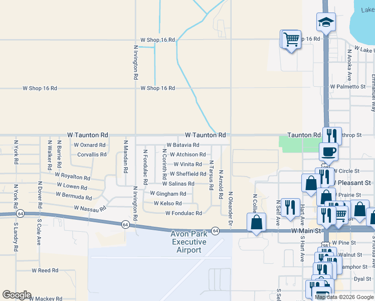 map of restaurants, bars, coffee shops, grocery stores, and more near 1714 West Atchison Road in Avon Park