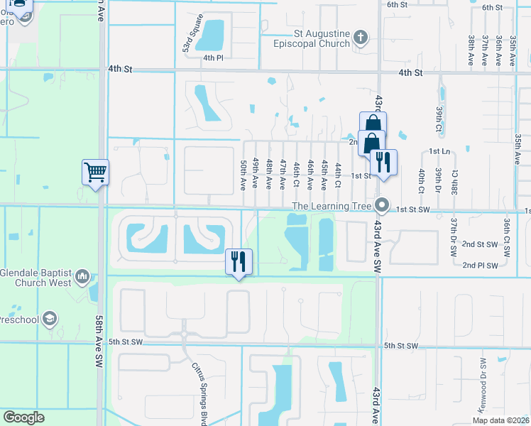 map of restaurants, bars, coffee shops, grocery stores, and more near 4820 Brookhaven Manor Southwest in Vero Beach