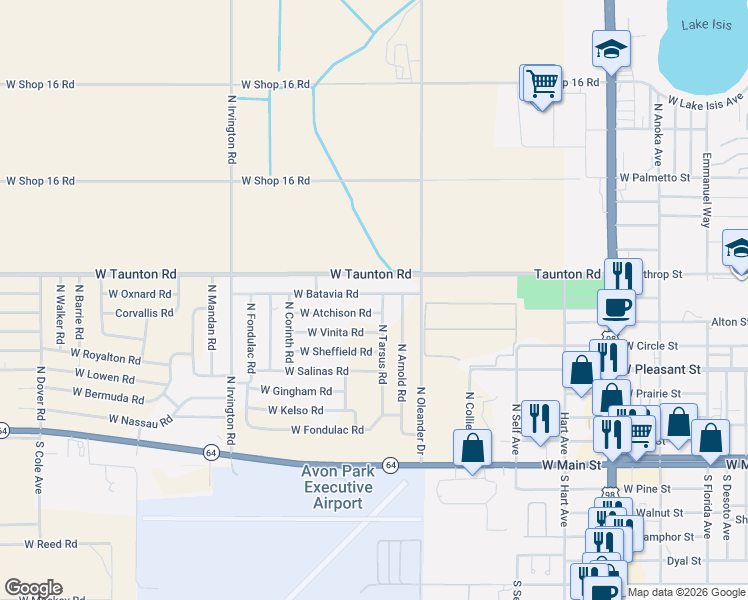 map of restaurants, bars, coffee shops, grocery stores, and more near 1620 W Atchison Rd in Avon Park