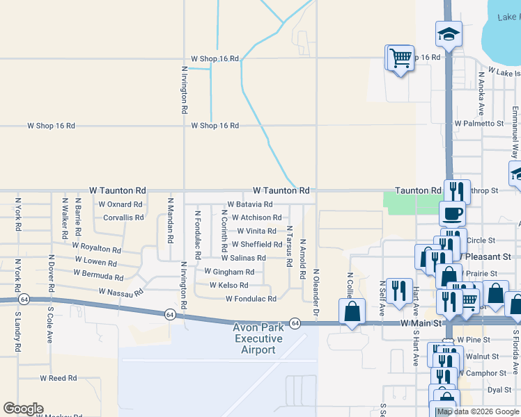 map of restaurants, bars, coffee shops, grocery stores, and more near 1714 West Atchison Road in Avon Park