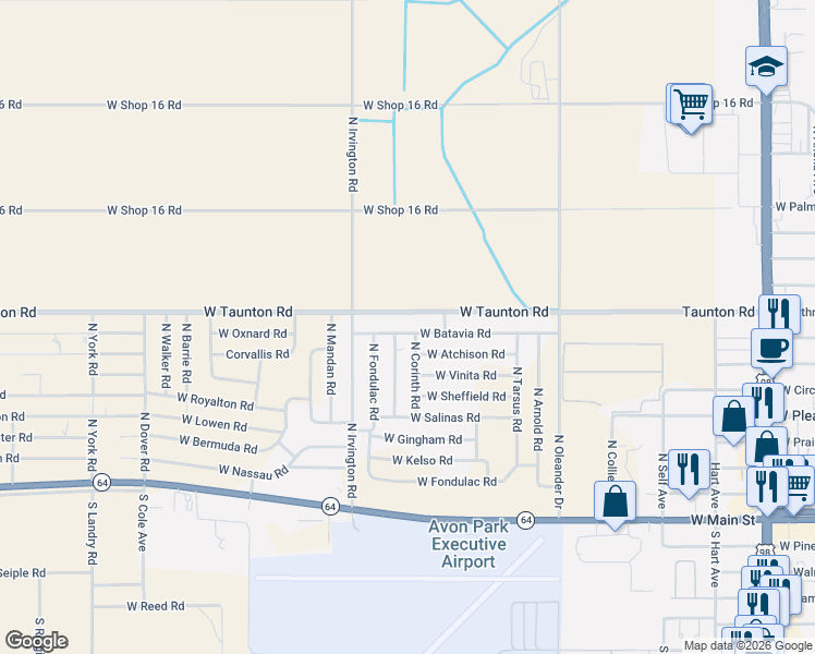 map of restaurants, bars, coffee shops, grocery stores, and more near 1783 W Taunton Rd in Avon Park
