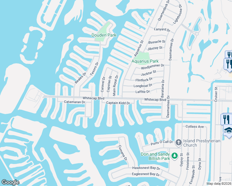 map of restaurants, bars, coffee shops, grocery stores, and more near 15261 Main Royal Drive in Corpus Christi