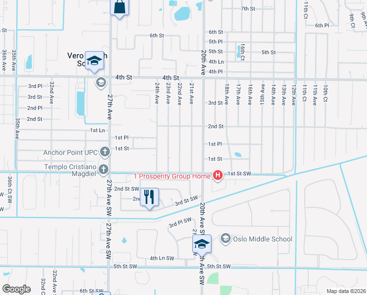 map of restaurants, bars, coffee shops, grocery stores, and more near 146 22nd Avenue in Vero Beach