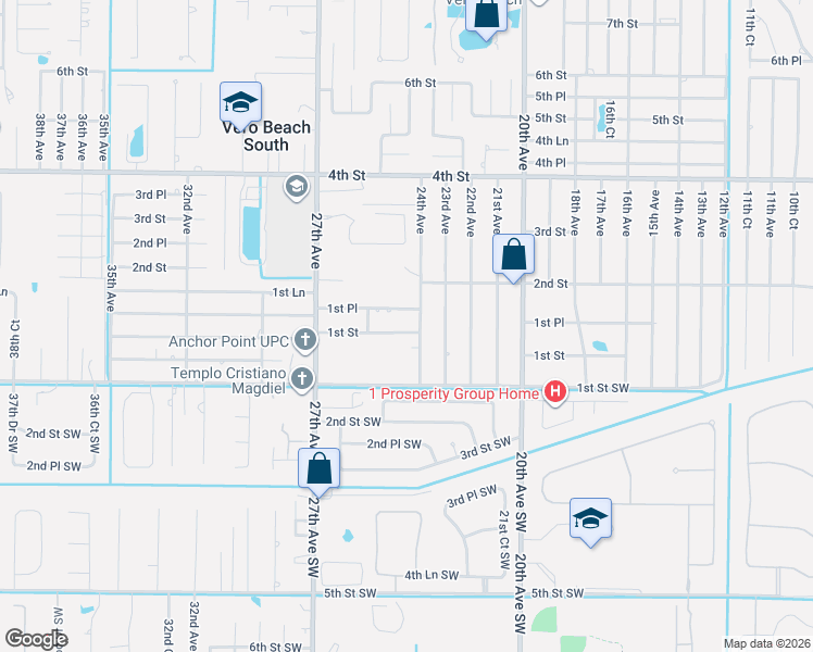 map of restaurants, bars, coffee shops, grocery stores, and more near 2416 1st Street in Vero Beach