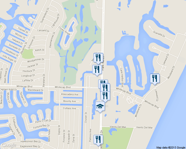 map of restaurants, bars, coffee shops, grocery stores, and more near 14318 Cruiser Street in Corpus Christi
