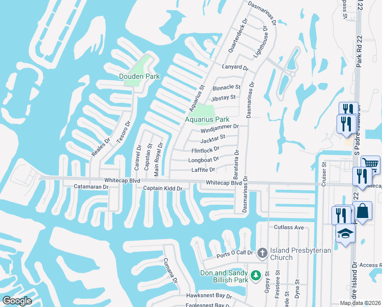 map of restaurants, bars, coffee shops, grocery stores, and more near 13829 Flintlock Dr in Corpus Christi