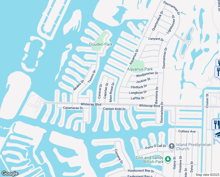 map of restaurants, bars, coffee shops, grocery stores, and more near 15229 Main Royal Drive in Corpus Christi