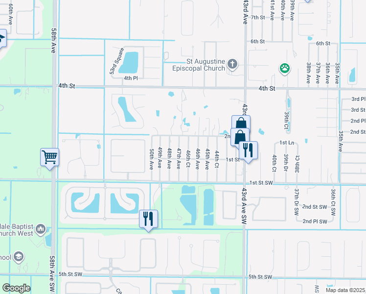 map of restaurants, bars, coffee shops, grocery stores, and more near 156 47th Avenue in Vero Beach