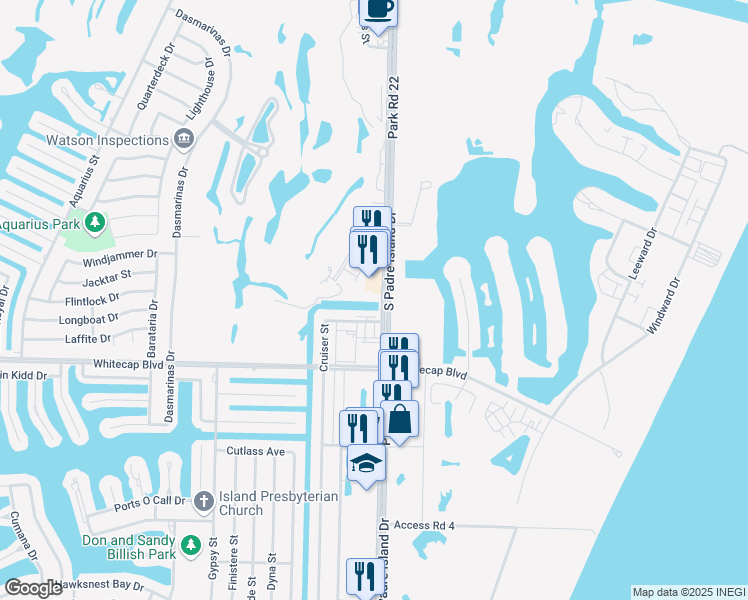 map of restaurants, bars, coffee shops, grocery stores, and more near 15137 South Padre Island Drive in Corpus Christi