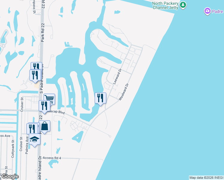 map of restaurants, bars, coffee shops, grocery stores, and more near 14802 Robla Drive in Corpus Christi
