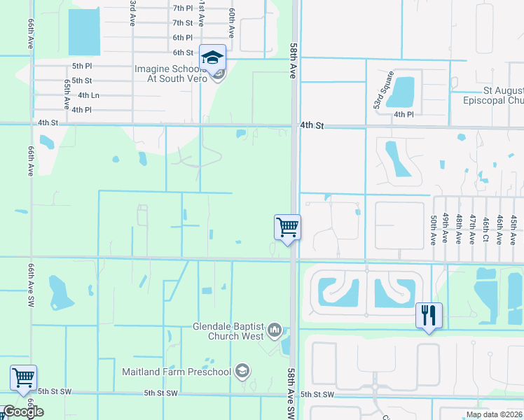 map of restaurants, bars, coffee shops, grocery stores, and more near 205 58th Avenue in Vero Beach