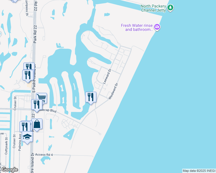 map of restaurants, bars, coffee shops, grocery stores, and more near 15102 Leeward Drive in Corpus Christi