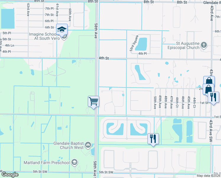 map of restaurants, bars, coffee shops, grocery stores, and more near 5716 1st Lane in Vero Beach