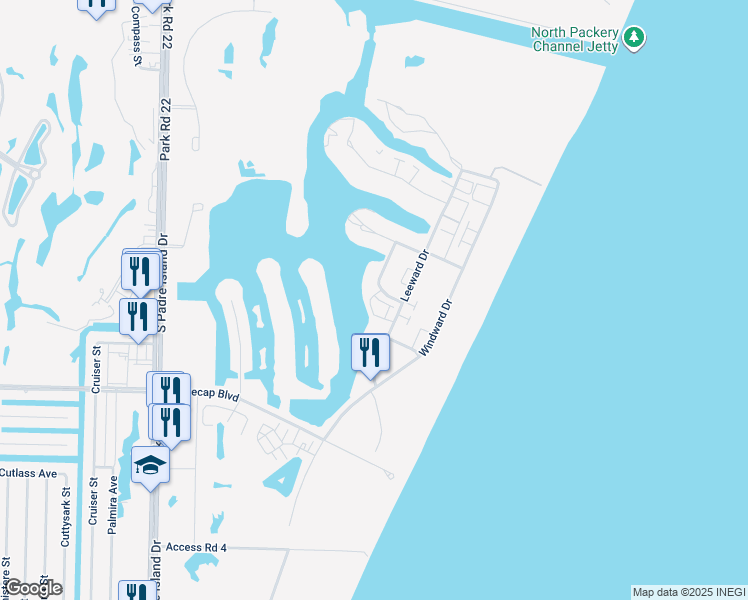 map of restaurants, bars, coffee shops, grocery stores, and more near 15045 Aruba Drive in Corpus Christi
